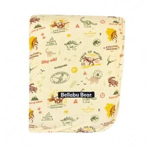 NEW BELLABU BEAR kid's jurassic park origins bamboo blanket in yellow